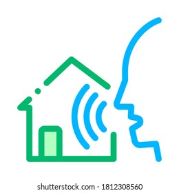 Home Voice Control Icon Vector Thin Line. Contour Illustration