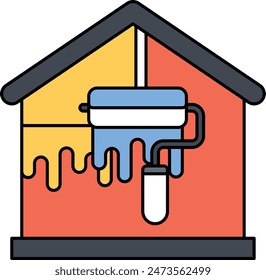 Home wall Paint concept, Wall white wash Painting Service vector outline design, Industrial Equipment Symbol, 1st of May Sign, International Workers Day stock illustration