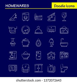 Home wares Hand Drawn Icons Set For Infographics, Mobile UX/UI Kit And Print Design. Include: Appliances, Home, Home Ware, House, Pan, Bathroom, Furniture, Icon Set - Vector