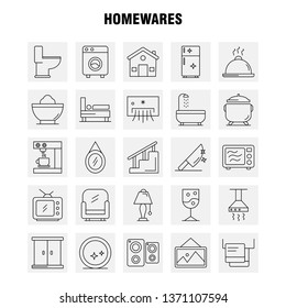 Home wares Line Icons Set For Infographics, Mobile UX/UI Kit And Print Design. Include: Appliances, Home, Home Ware, House, Pan, Bathroom, Furniture, Icon Set - Vector