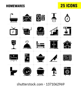 Home wares Solid Glyph Icons Set For Infographics, Mobile UX/UI Kit And Print Design. Include: Appliances, Home, Home Ware, House, Pan, Bathroom, Furniture, Icon Set - Vector