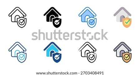 Home warranty icon set multiple style collection 
