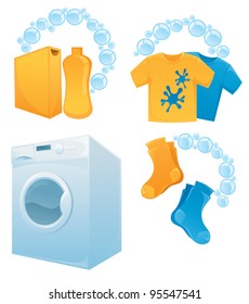 home washing and laundry service, vector icon collection svg