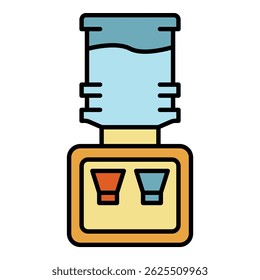 Home water cooler icon. Outline home water cooler vector icon color flat isolated