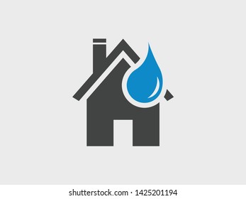 Home and water droplet, vector icon
