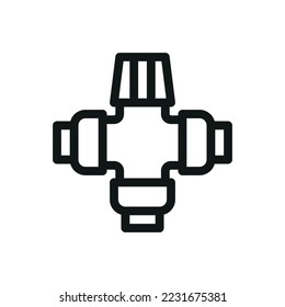 Home water heater thermostatic mixing valve isolated icon, heating blending valve vector icon with editable stroke