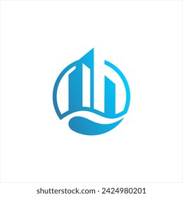 Home water vector logo template. This design use house symbol. Suitable for business and building.