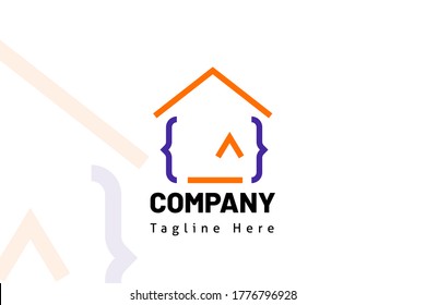 home web code illustration logo template for developer, marketplace, software, team, technology, fin tech, coder, website, programmer, studio professional