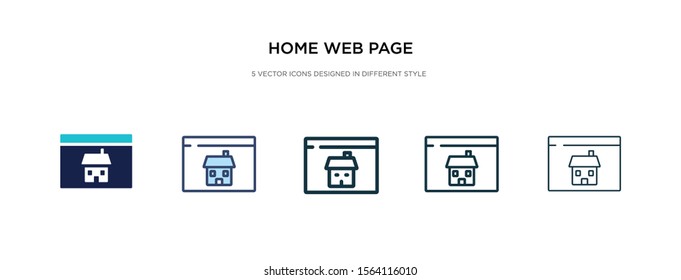 home web page icon in different style vector illustration. two colored and black home web page vector icons designed in filled, outline, line and stroke style can be used for web, mobile, ui