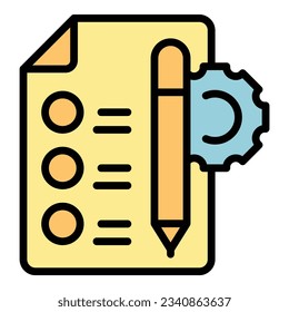 Home web work icon outline vector. Study school. Computer test color flat