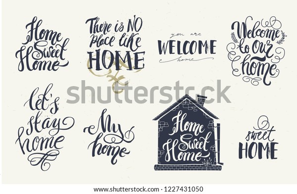 Home Welcome Decor Quotes Signs Set Stock Vector Royalty Free