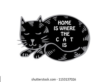  Home Is Where The Cat Is. Motivational quote.