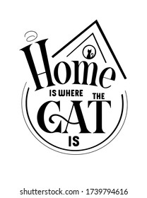 Home is where the cat is lettering composition