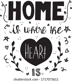 Home is where the heart is lettering poster