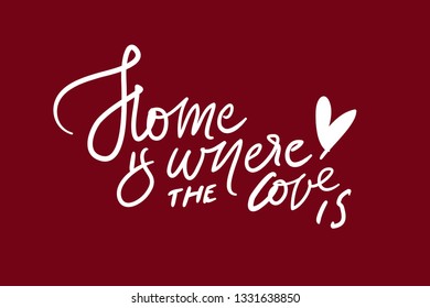 Home is where the love is. hand lettering for your design: card, banner