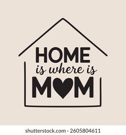 Home Is Where Is Mom Typography Design