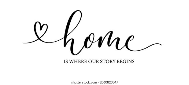 Home is where our story begins. Lettering poster