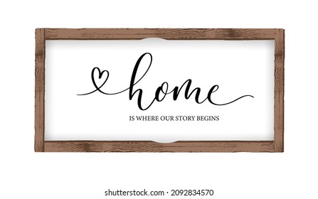 Home is where our story begins. Lettering poster