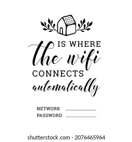 Home Is Where WIFI Connects Automatically. Home Decor Print. Art Print. Internet Network Quote.