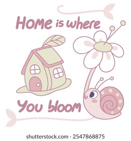 Casa é Onde você floresce vetor plano design