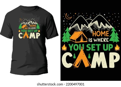 Zuhause haben Sie ein Camp für Shirt Design eingerichtet.