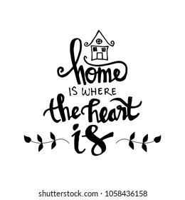 Home is where your heart is. Inspirational quote.