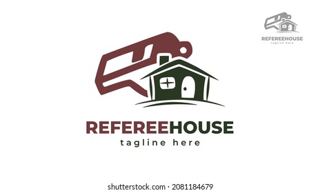 Diseño del logo del silbato en casa. vector