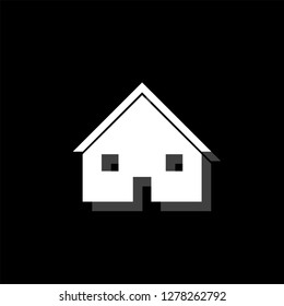Home. White flat simple icon with shadow