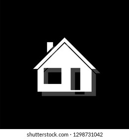Home. White flat simple icon with shadow