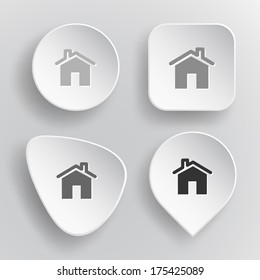 Home. White flat vector buttons on gray background.