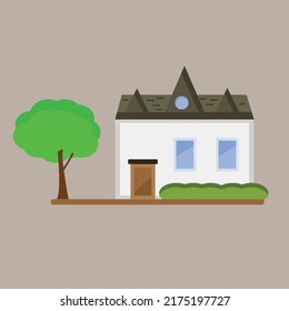 Heimweiß mit Baum einzeln auf Vektorgrafik