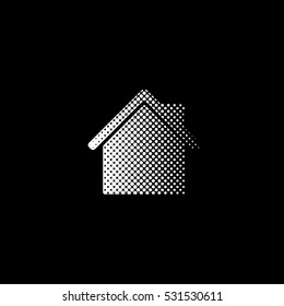 Home - white vector icon ; halftone illustration