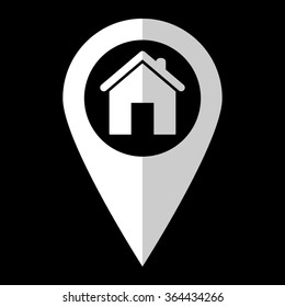 Home - white vector  icon; map pointer
