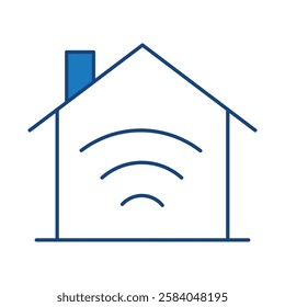 Home Wifi Blue Line Icon. Device, Technology, Smart Device, AI Line Editable Stroke Icons