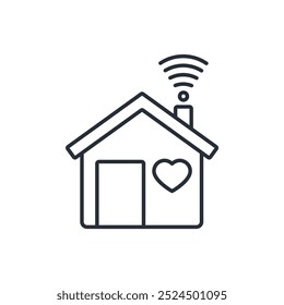 home wifi icon. vector.Editable stroke.linear style sign for use web design,logo.Symbol illustration.