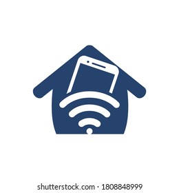 Home Wifi internet and mobile logo design. Mobile WiFi sharing symbol. Mobile Technology sign.
