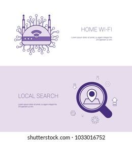 Home Wifi And Local Search Concept Template Web Banner With Copy Space Vector Illustration