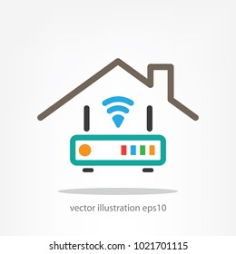 Home Wi-fi Modem, Icon, Line Sign, Vector Illustration Of Eps10