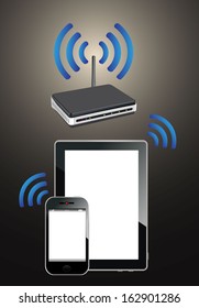 Home wifi network. Internet via router on phone and tablet pc.