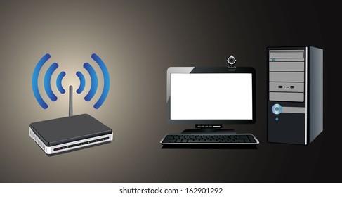 Home wifi network. Internet via router on pc