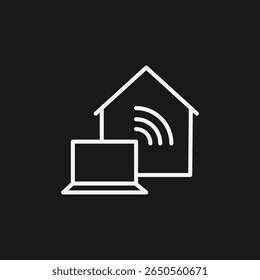 Wi-Fi doméstico e ícone de trabalho remoto com notebook para conectividade doméstica e à Internet inteligente