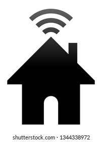 Home wifi symbol icon - black gradient, isolated - vector illustration