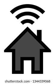 Home wifi symbol icon - black with outline, isolated - vector illustration