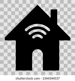 Home wifi symbol icon - black simple, isolated - vector illustration