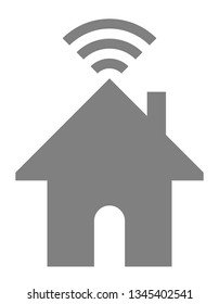 Home wifi symbol icon - gray simple, isolated - vector illustration
