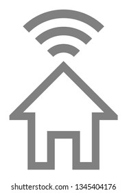 Home wifi symbol icon - gray simple outline, isolated - vector illustration