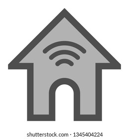 Home wifi symbol icon - gray with outline, isolated - vector illustration