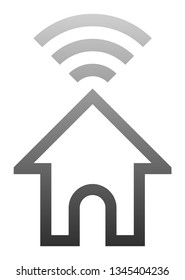 Home wifi symbol icon - gray gradient outline, isolated - vector illustration