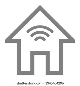 Home wifi symbol icon - gray simple outline, isolated - vector illustration