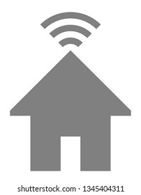 Home wifi symbol icon - gray simple, isolated - vector illustration